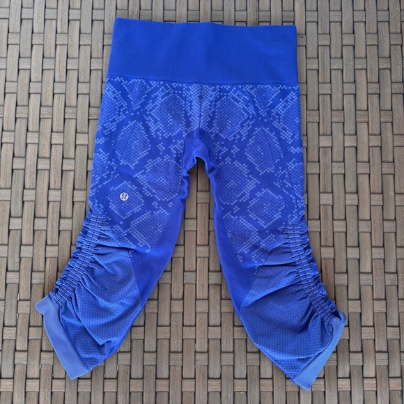 Lululemon‎ Women’s In The Flow Crop II Leggings Heathered Sapphire Blue Size 4 - Picture 1 of 5